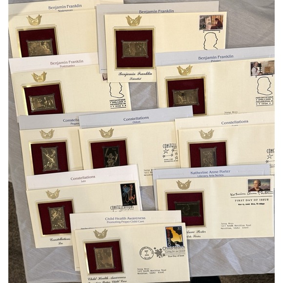 US Golden Replica 22kt FDC  52 first day covers with cards - Picture 8 of 9